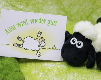 Greeting card sheep Marlies Everything will be fine get well soon sick hospital good wishes Corona