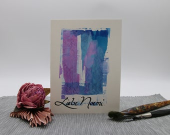 Unique calligraphy art greeting card with personalization - individual with name