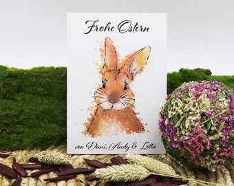 Personalized Easter card as folded card or postcard