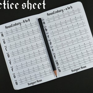 Klassisches Gothic Kalligraphie Blank Tracing Arbeitsblatt | Druckbares Übungsblatt mit Anleitung | Gothic Kalligraphie Vorlage für Anfänger