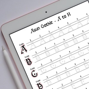 Gothic Kalligraphie Arbeitsblatt für Anfänger | Gothic Brief Vorlage PDF | Gothic Handschrift Schrift Praxis | Druckbares Handschrift-Arbeitsblatt