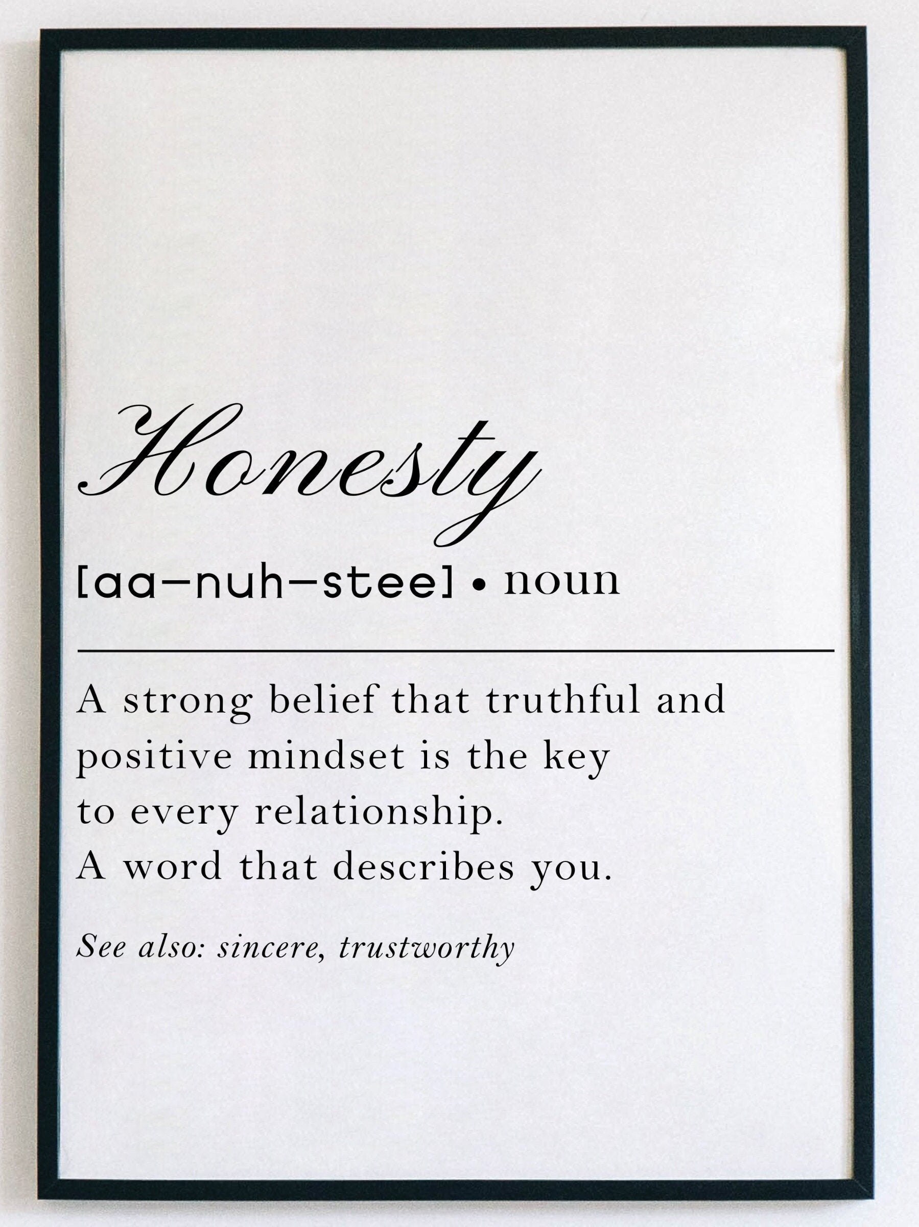 Honesty Definition Wall Art Positive Wall Print Quote about Etsy