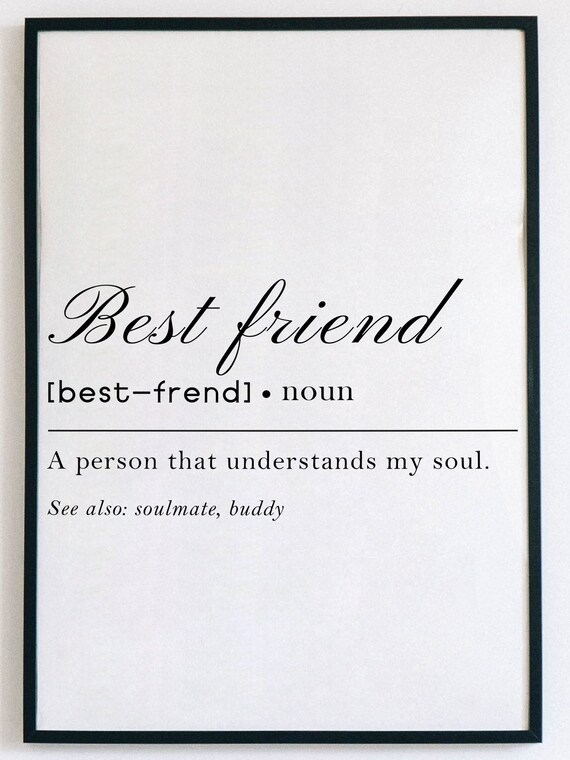 Best Friend Definition Wall Art Printable Calligraphy Wall Etsy