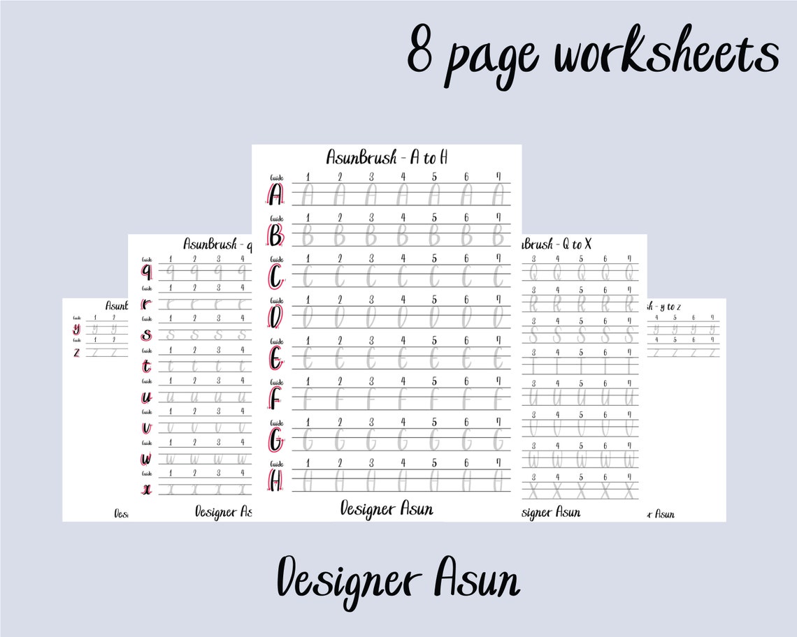 Printable Brush Calligraphy Template Tracing Paper for Brush Etsy