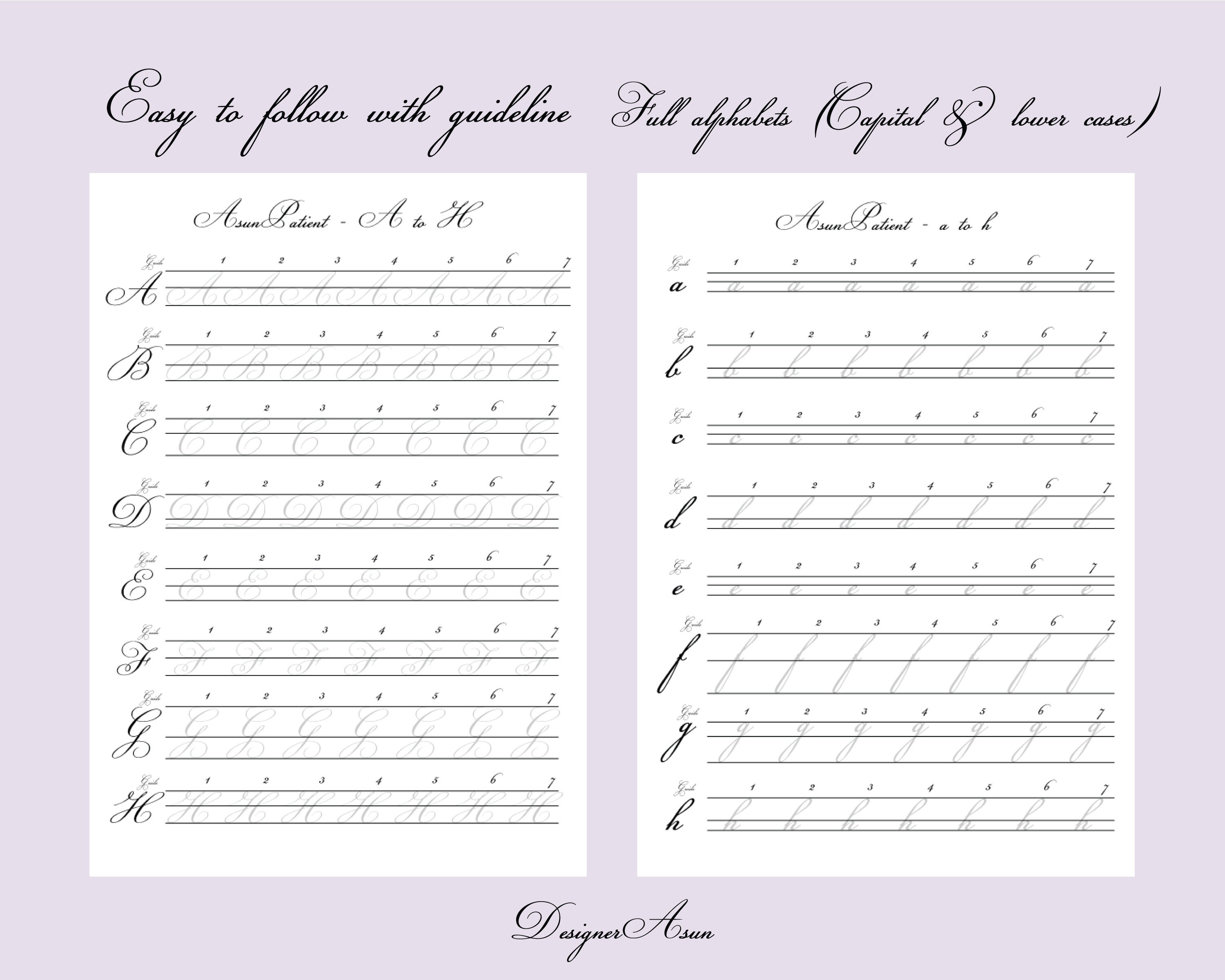 Modern Copperplate Script Worksheet Printable | Copperplate Alphabet ...