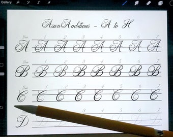 Copperplate Tracing Paper PDF | Calligraphy Traceable Sheet For Adult | Handwriting Penmanship For Artist | Ipad Procreate Lettering Sheet