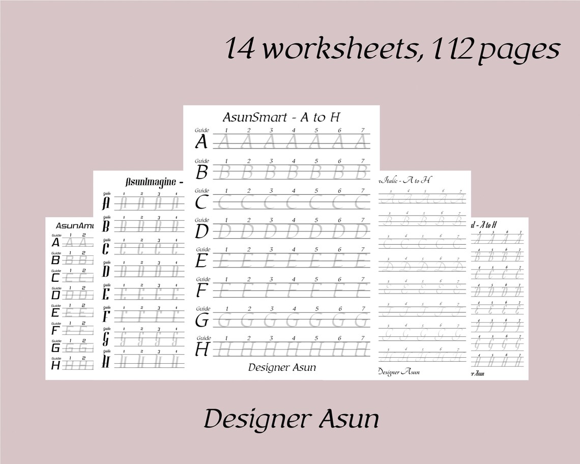 Copperplate and Italic Script Worksheet Bundle Pack Etsy