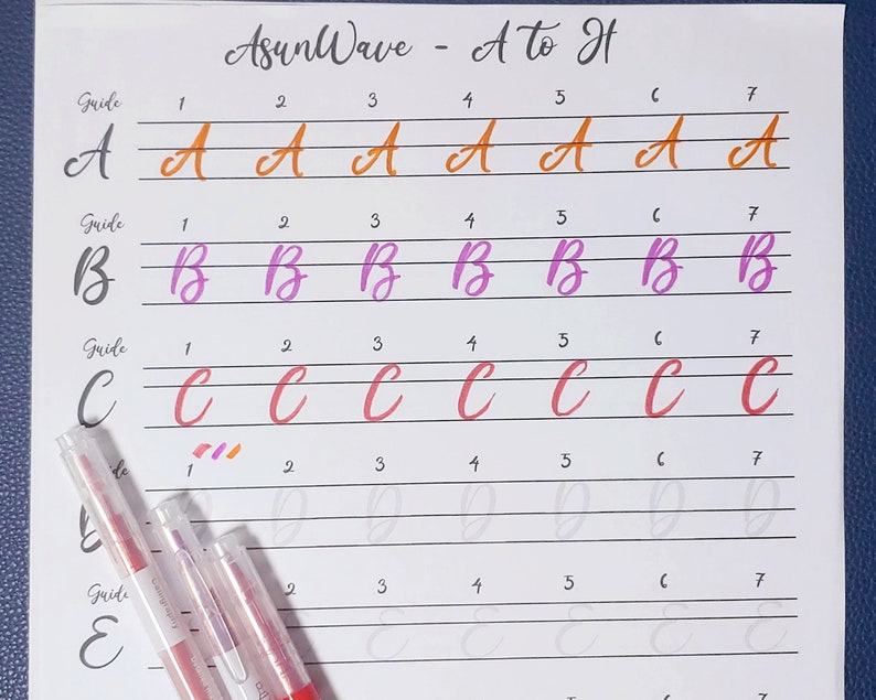 Printable Brush Lettering Alphabet Practice Sheet PDF New Etsy