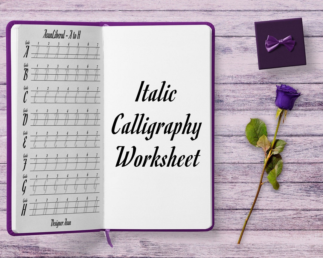Printable Italic Calligraphy Template Worksheet Italic Calligraphy