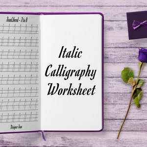 Printable Italic Calligraphy Template Worksheet | Italic Calligraphy Practice Sheet For Beginner | Italic Script Alphabet Tracing Paper |