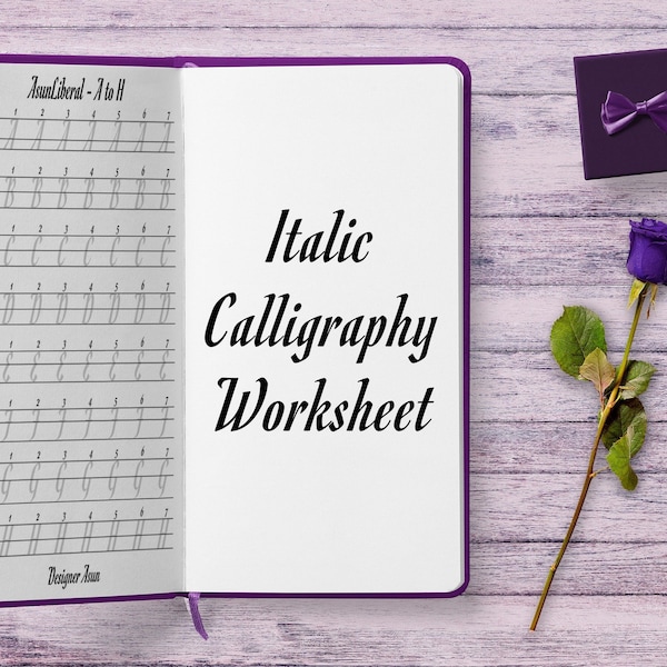 Printable Italic Calligraphy Template Worksheet | Italic Calligraphy Practice Sheet For Beginner | Italic Script Alphabet Tracing Paper |