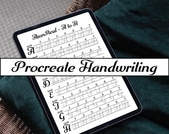 Procreate Handwriting Penmanship Practice For Beginner | Ipad Handwriting Worksheet For Adult | Ipad Pro Lettering Template With Guideline|