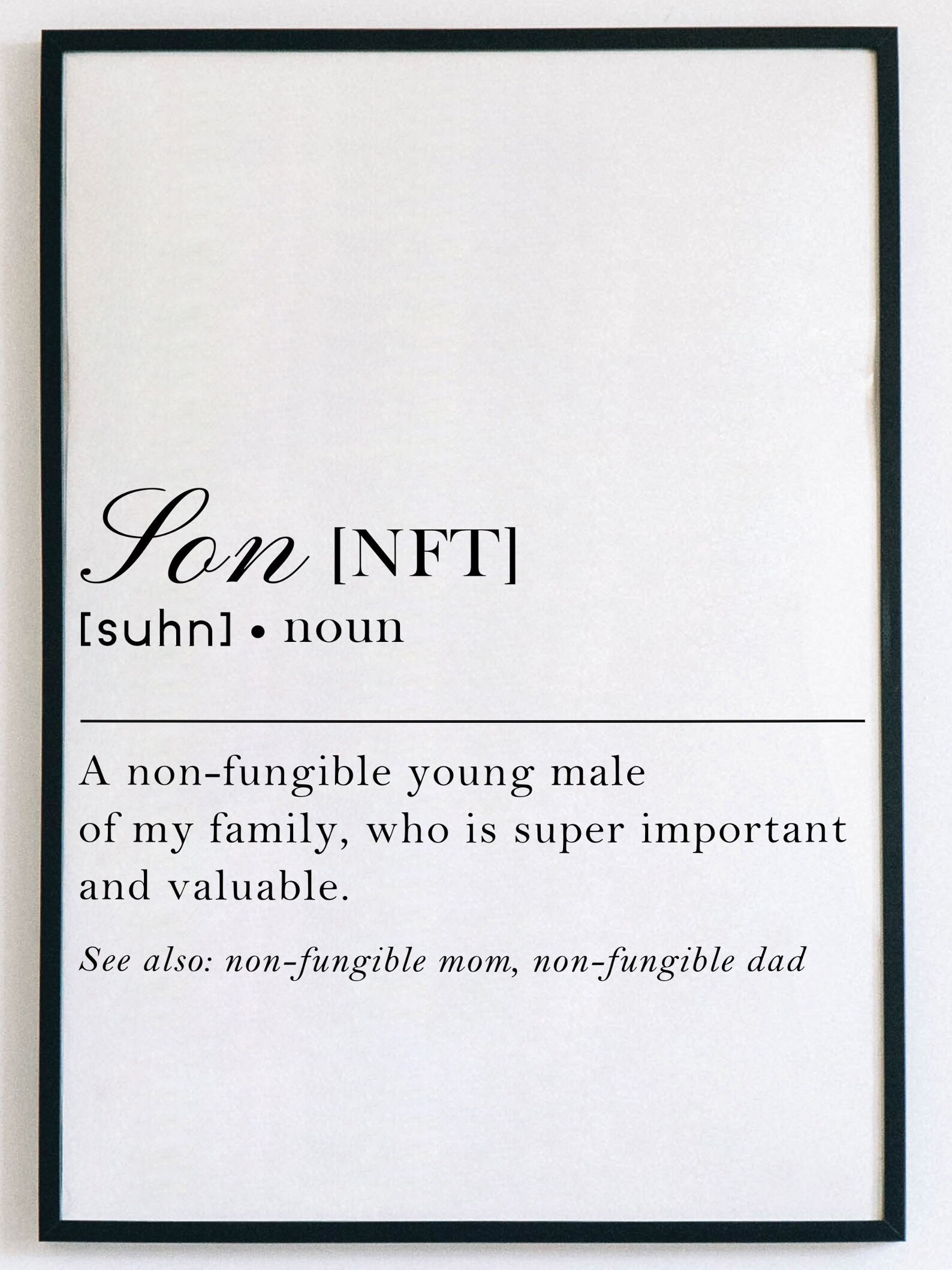 NFT Son Definition Wall Art Nonfungible Token Digital