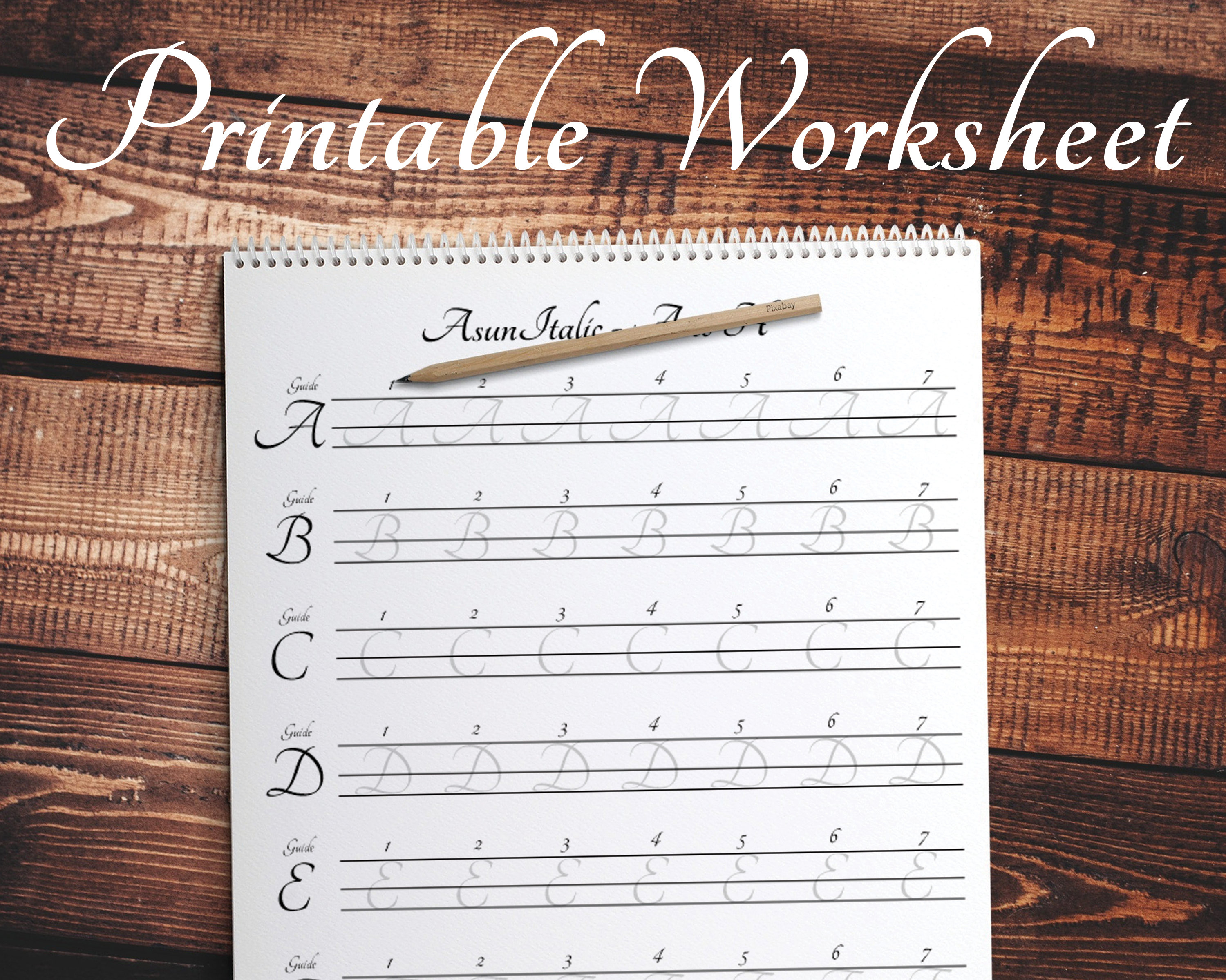 Handwriting Printable for Italic Calligraphy Practice Learn Modern
