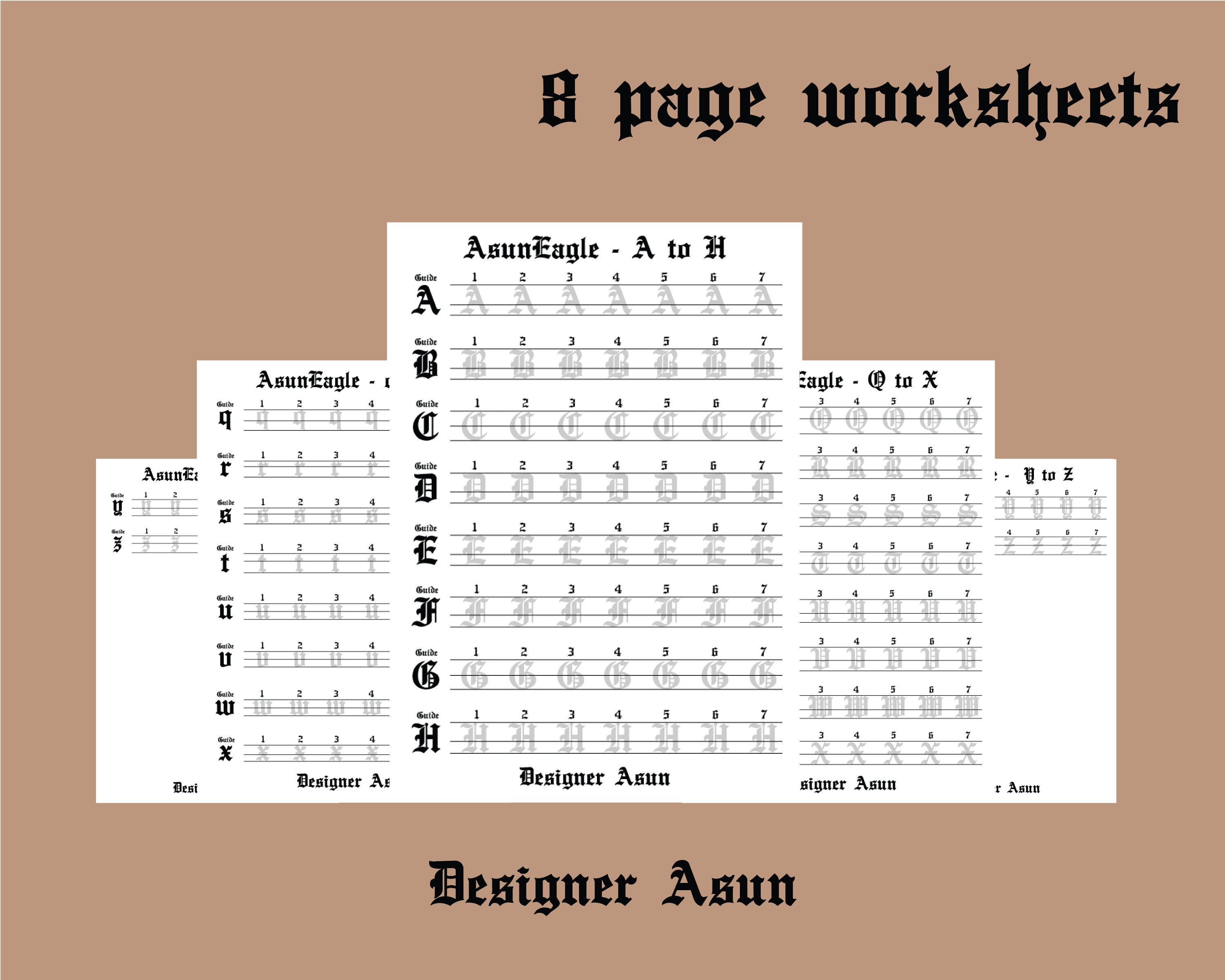 Black Letter Script Worksheet.pdf Blackletter Calligraphy Template | Calligraphy Practice Sheet for Adult ...