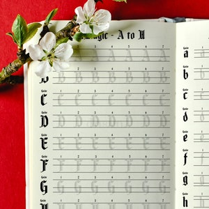 Gothic Calligraphy Blank Template For Tracing, Handwritten Gothic Script Workbook PDF For Adult, Gothic Handwriting Penmanship Tutorial