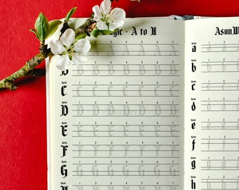Gothic Calligraphy Blank Template For Tracing, Handwritten Gothic Script Workbook PDF For Adult, Gothic Handwriting Penmanship Tutorial