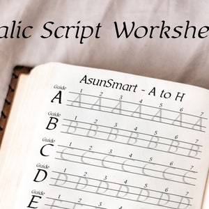 Feuille de travail du modèle de calligraphie italique | Feuille de pratique des polices de caractères italiques | Alphabet italique PDF imprimable | Pratique de l'écriture italique