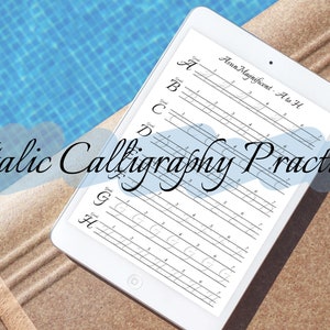 Italic Handwriting Self-learning Worksheet | How To Learn Italic Calligraphy At Home | Calligraphy Alphabet Workbook Step By Step PDF