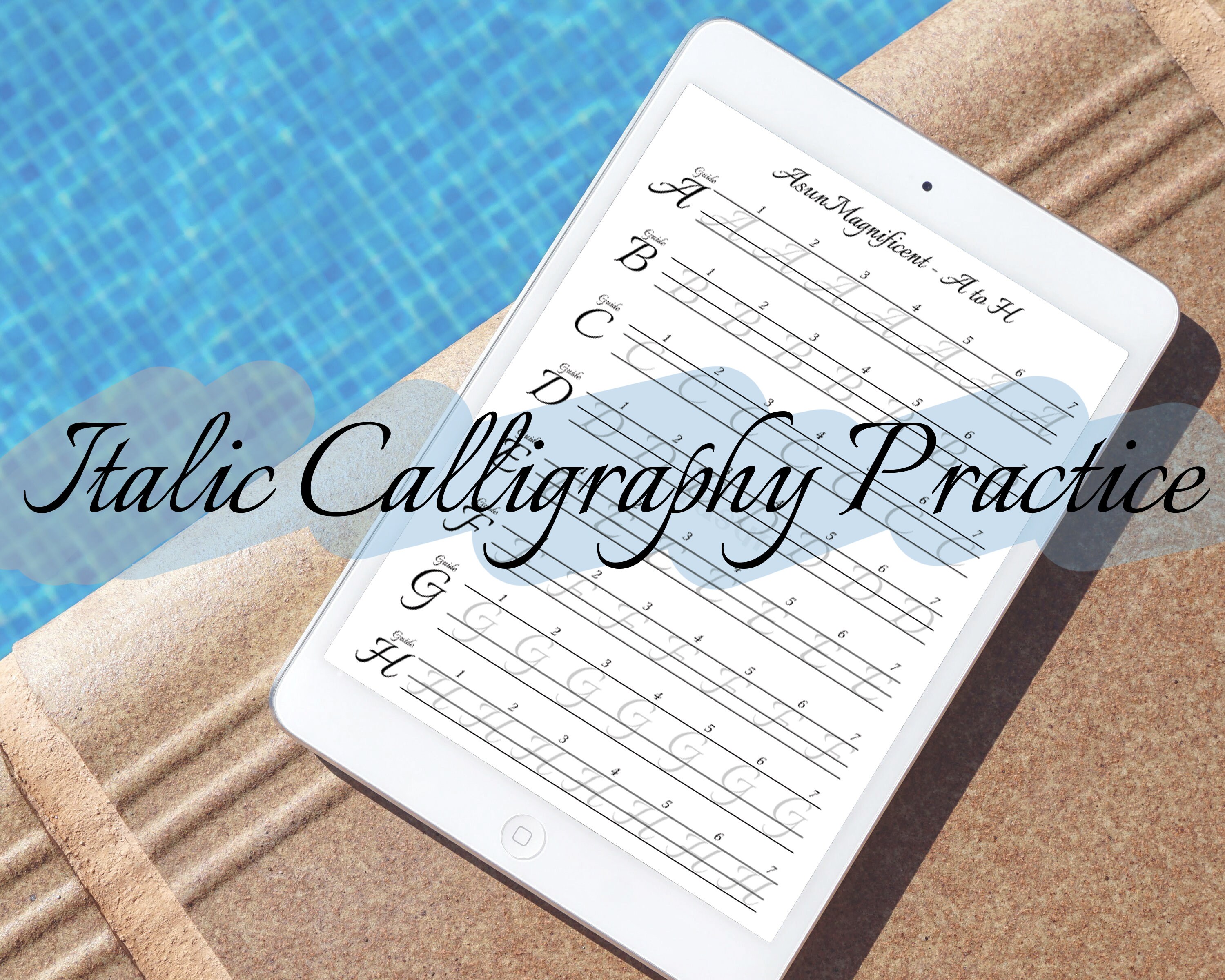 Italic Handwriting Self-learning Worksheet | How To Learn Italic Calligraphy At Home | Calligraphy Alphabet Workbook Step By Step PDF
