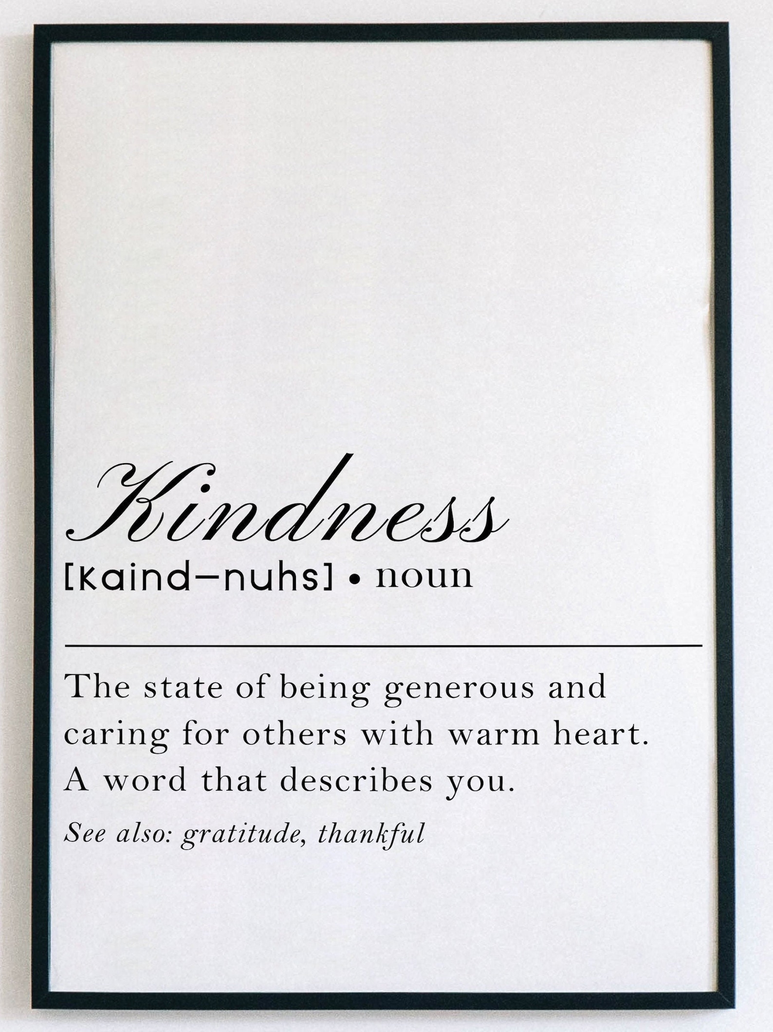 Kindness Definition Wall Art Positive Adjective Quote Etsy