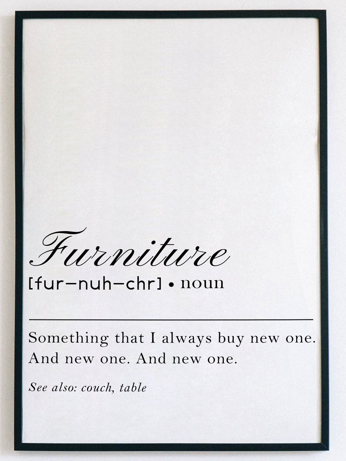 Furniture Definition Wall Art Funny And Witty Furniture Etsy