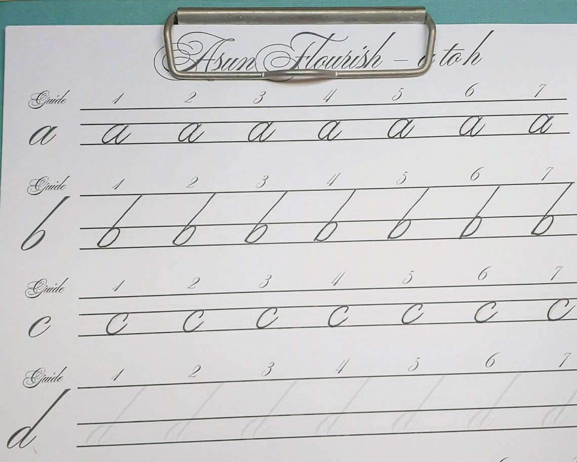 Copperplate Calligraphy Worksheet Set Copperplate Alphabet Practice