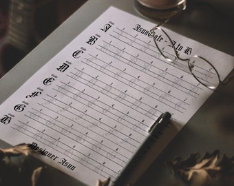 Modern Gothic Calligraphy Practice Sheets For Adult | Alphabet Tracing Paper PDF | Gothic Hand Lettering Worksheet For Beginner