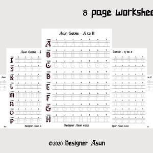 Gothic Lettering Worksheets.pdf Gothic Calligraphy Worksheet for Beginners | Gothic Letter Template PDF ...