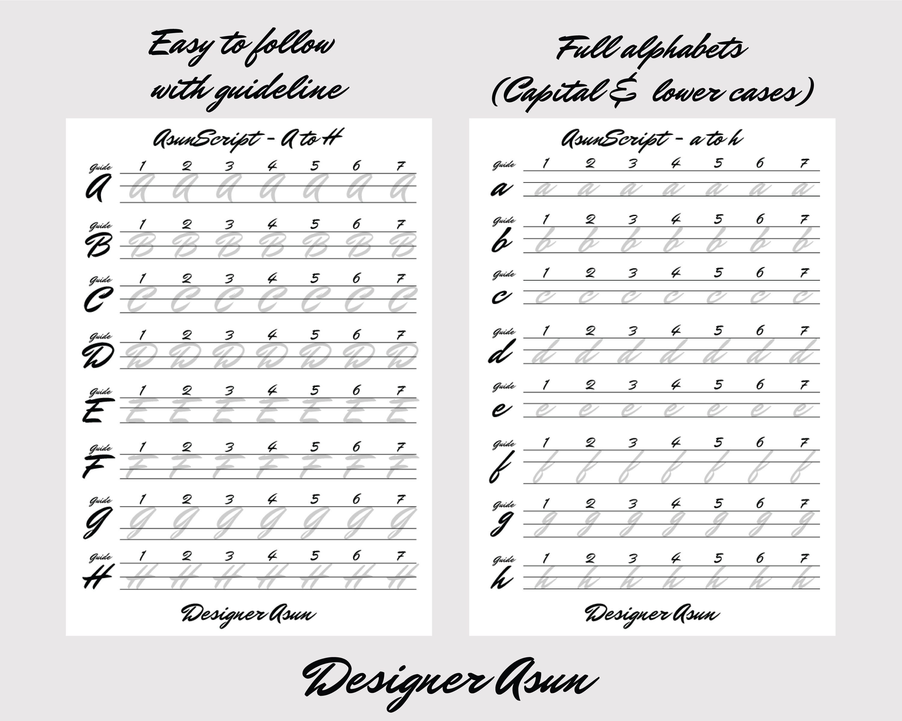 Handwriting Script Worksheet Script calligraphy practice | Etsy