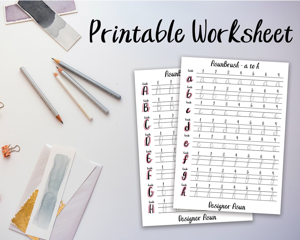 Printable Brush Calligraphy Template Tracing Paper for Brush Etsy