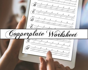 Copperplate Alphabet Workbook For Beginner | Copperplate Handwriting Printable Worksheet | Copperplate Calligraphy Trace Paper PDF