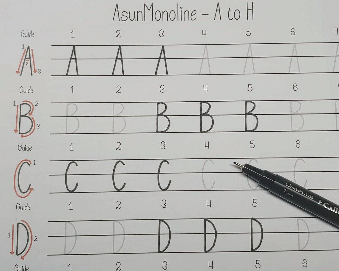 printable lettering worksheet for adult practice neat etsy