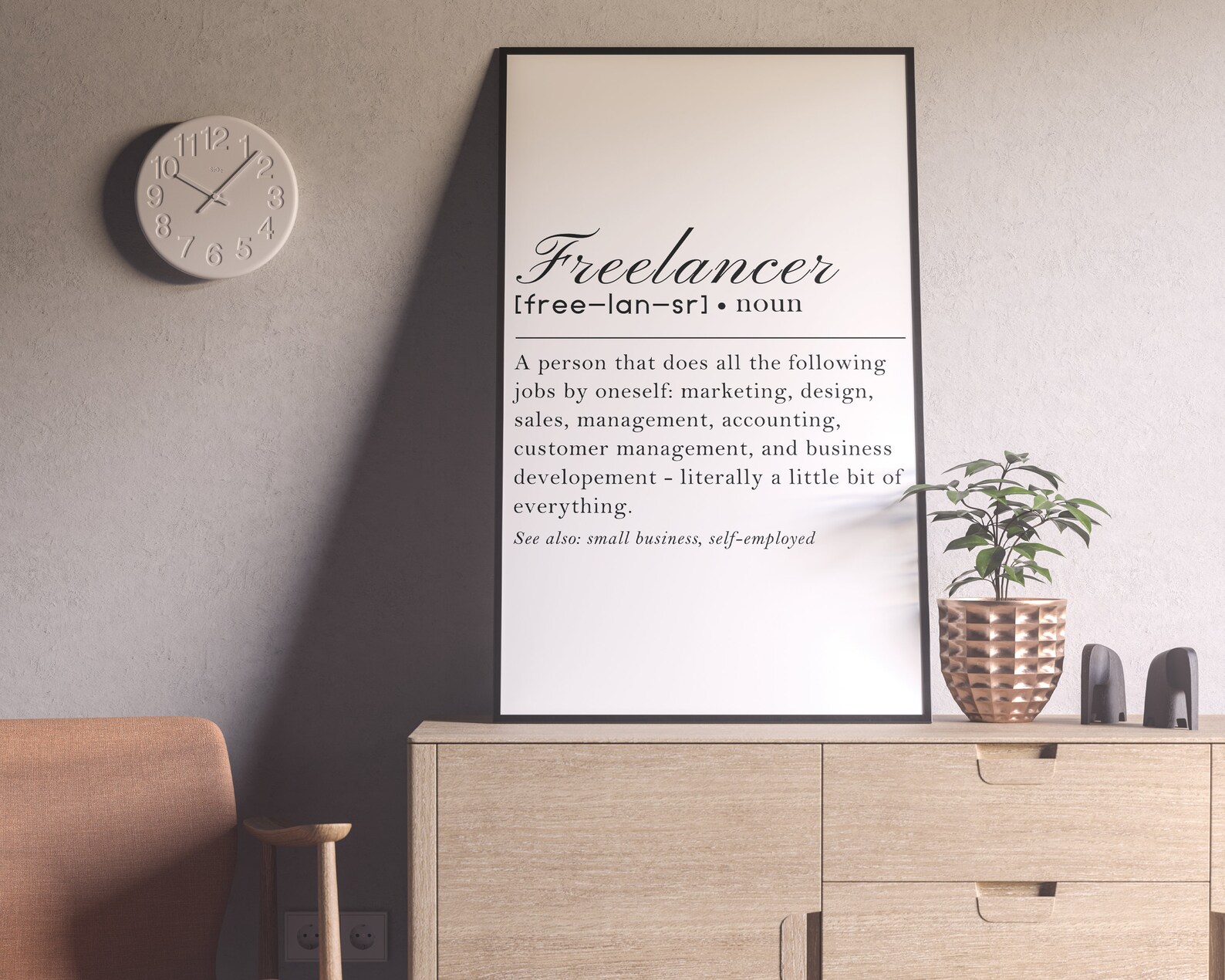 Freelancer Definition Wall Art Funny Printable Joke About Etsy