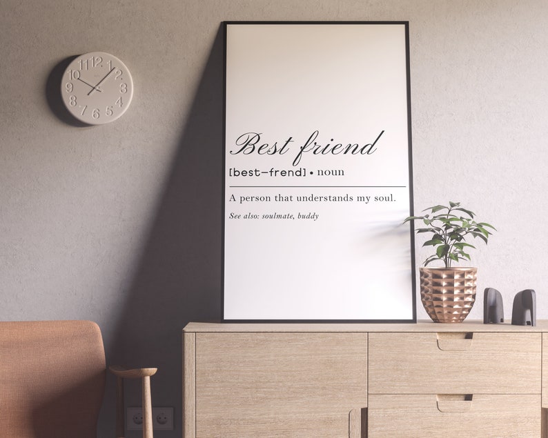 Best Friend Definition Wall Art Printable Calligraphy Wall Etsy