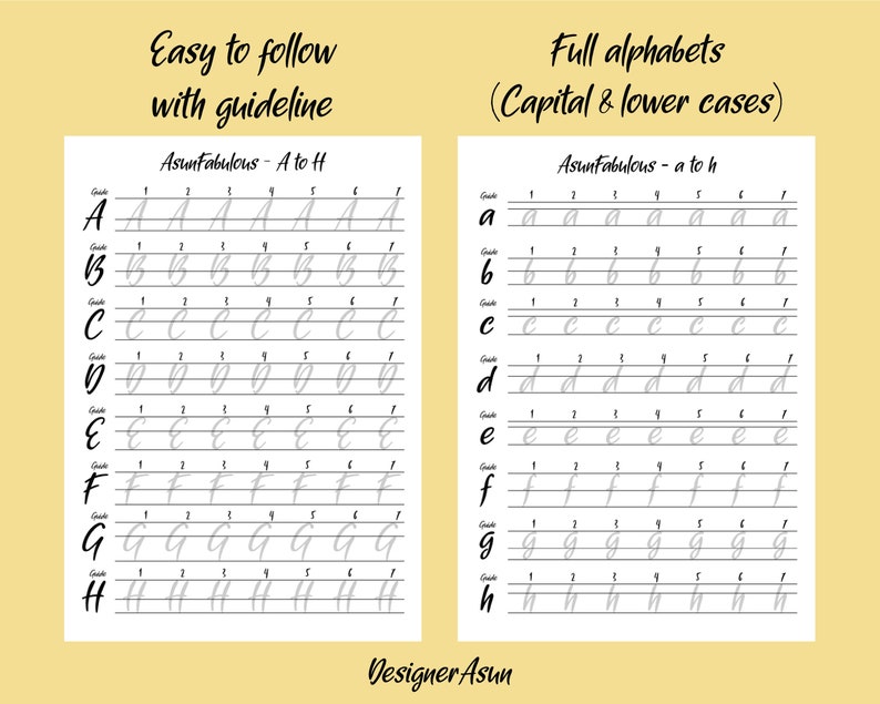 Brush Hand Lettering Worksheet Printable | Brush Calligraphy for ...
