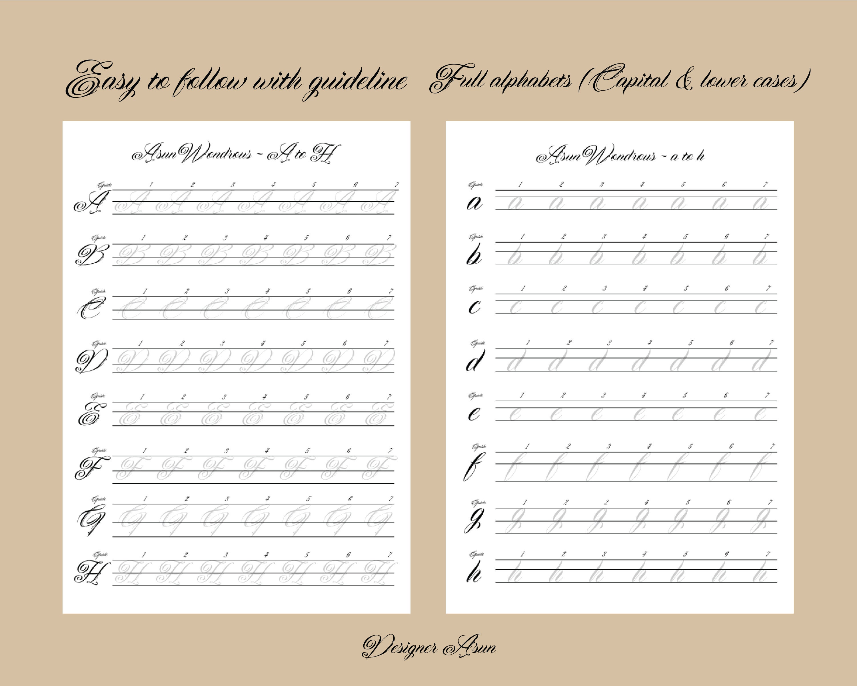 Copperplate Calligraphy Alphabet Practice Sheet PDF Copperplate Script