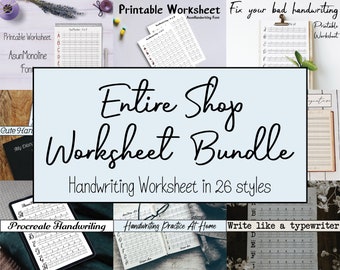 Handwriting Worksheet Template Bundle Pack | Self-learning Handwriting Tracing Workbook PDF | Ipad Penmanship Practice Sheet PDF For Adult