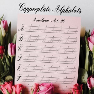 Copperplate Penmanship Practice Sheet | Creative Printable For Copperplate Calligraphy Lovers | Copperplate Alphabet Worksheet For Adult