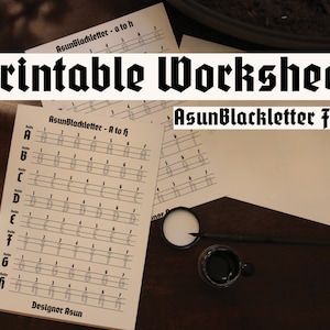 Feuille de travail de calligraphie de lettre noire | La police d'écriture de lettre noire | Feuilles de pratique des lettres gothiques | Apprendre à lettre noire