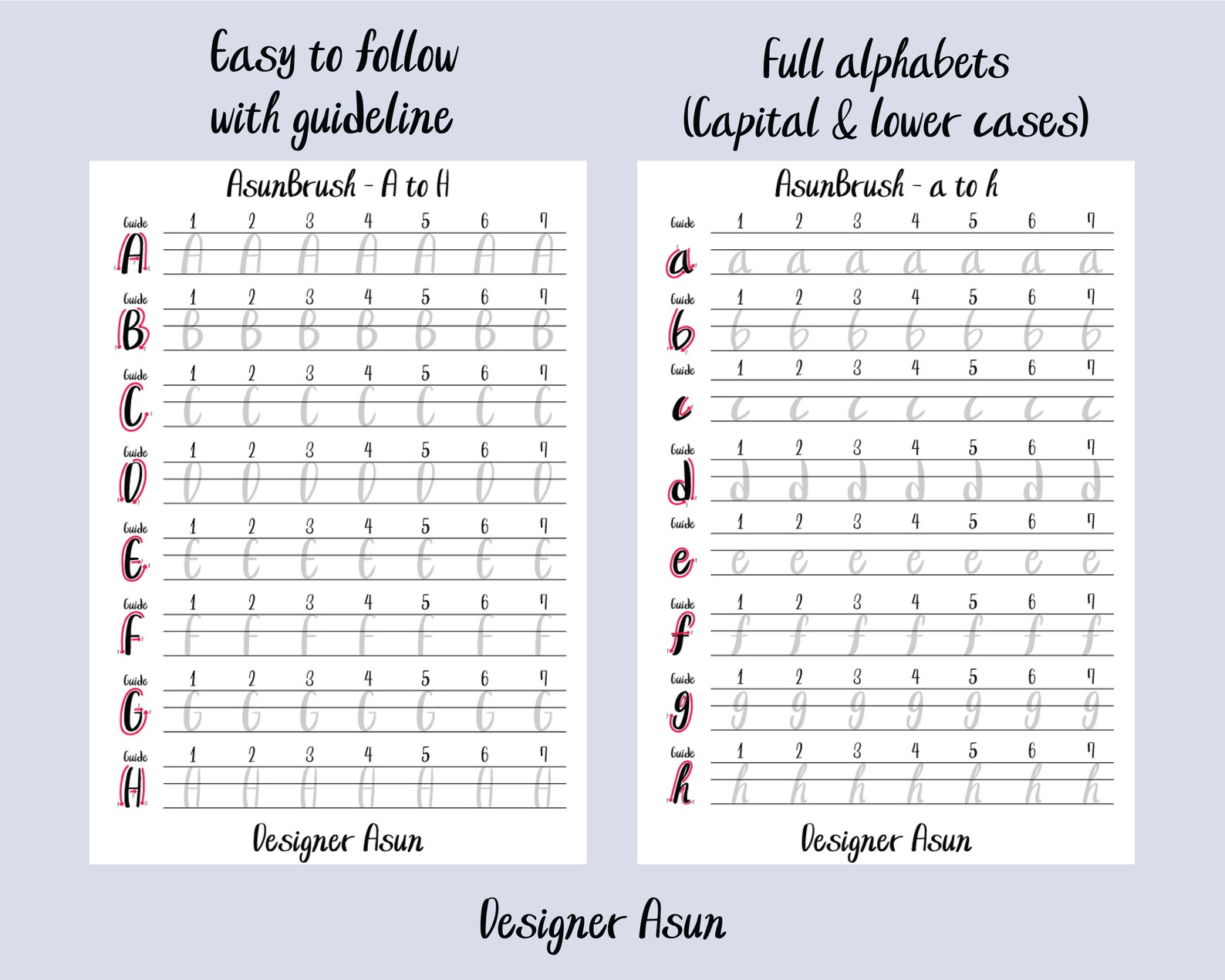 Printable Brush Calligraphy Template Tracing Paper for Brush Etsy