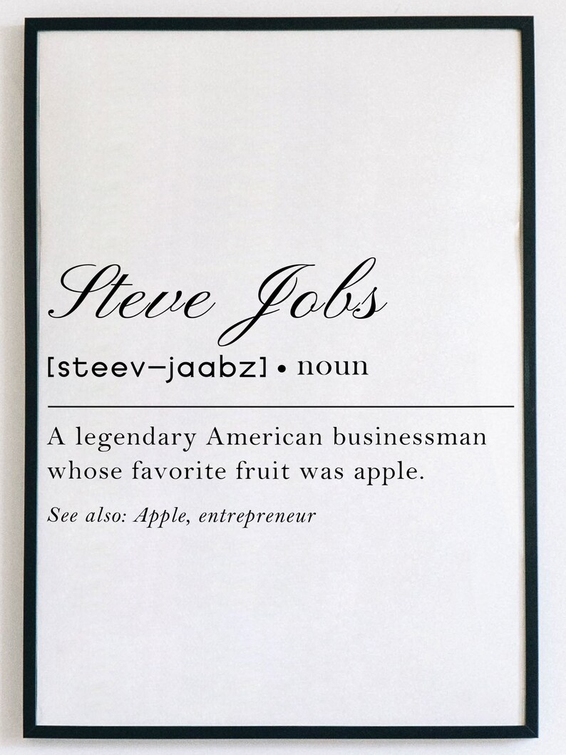 Steve Jobs Definition Wall Art Funny and Short Steve Jobs Etsy