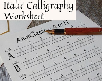 Italic Calligraphy Worksheet | Learn italic calligraphy font | Handwriting practice sheet | Fix bad handwriting