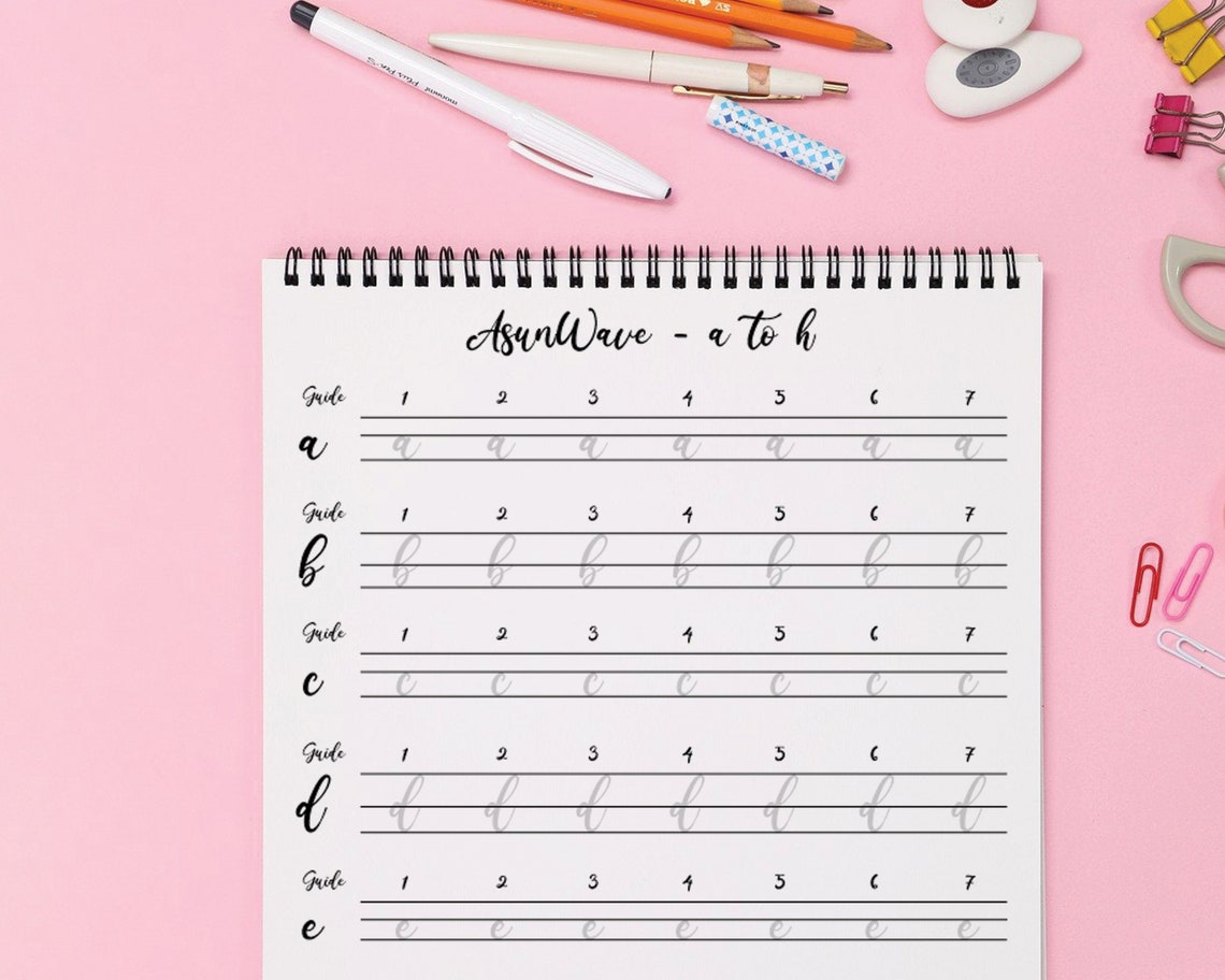 Printable Brush Lettering Alphabet Practice Sheet PDF New Etsy