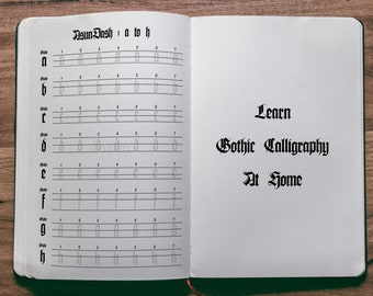 Gothic Calligraphy Blank Workbook With Guideline For Calligraphy Beginner, Gothic Script Exercise PDF, Learn Gothic Handwriting At Home