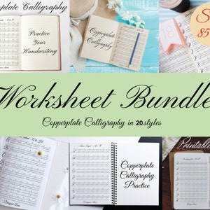 Copperplate Calligraphy Template Bundle Pack | Copperplate Calligraphy Printable Worksheet Bundle | Copperplate Script Practice Sheet