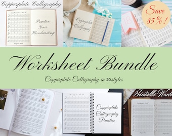 Copperplate Calligraphy Template Bundle Pack | Copperplate Calligraphy Printable Worksheet Bundle | Copperplate Script Practice Sheet
