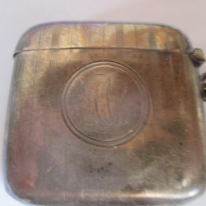 antique solid silver vesta case Curved Back