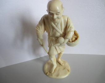 Japanese Bone Figure of Fruit seller Meiji  circa  1900  Perfect