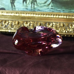 Purple Glass Ashtray by Frantisek Zemek – Sklo Union Czech Art Glass, Mid-Century Modern 1960s